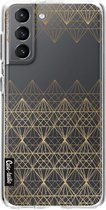 Casetastic Samsung Galaxy S21 4G/5G Hoesje - Softcover Hoesje met Design - Golden Diamonds Print