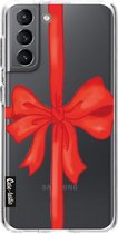 Casetastic Samsung Galaxy S21 4G/5G Hoesje - Softcover Hoesje met Design - Christmas Ribbon Print