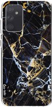 Casetastic Samsung Galaxy A72 (2021) 5G / Galaxy A72 (2021) 4G Hoesje - Softcover Hoesje met Design - Black Gold Marble Print