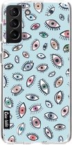 Casetastic Samsung Galaxy S21 Plus 4G/5G Hoesje - Softcover Hoesje met Design - Eyes Blue Print