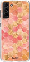 Casetastic Samsung Galaxy S21 Plus 4G/5G Hoesje - Softcover Hoesje met Design - Honeycomb Art Coral Print