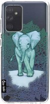 Casetastic Samsung Galaxy A52 (2021) 5G / Galaxy A52 (2021) 4G Hoesje - Softcover Hoesje met Design - Emerald Elephant Print