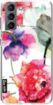 Casetastic Samsung Galaxy S21 4G/5G Hoesje - Softcover Hoesje met Design - Watercolor Flowers Print