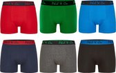 Phil & Co 6-Pack Boxershorts Heren Basic Rood/Groen/Blauw - M