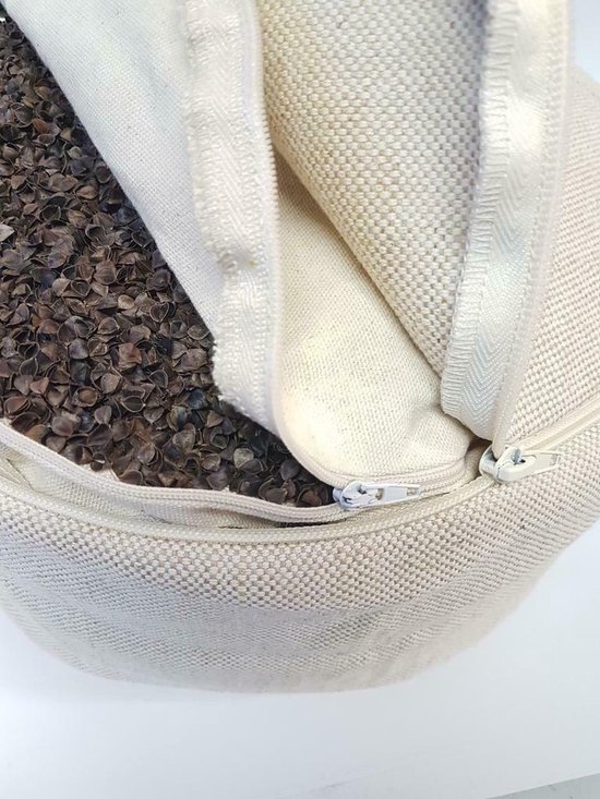 Om Namaste Design Meditatiekussen Zitkussen Rond - Creme met Lotus - jute-look van Merkloos — afbeelding 3