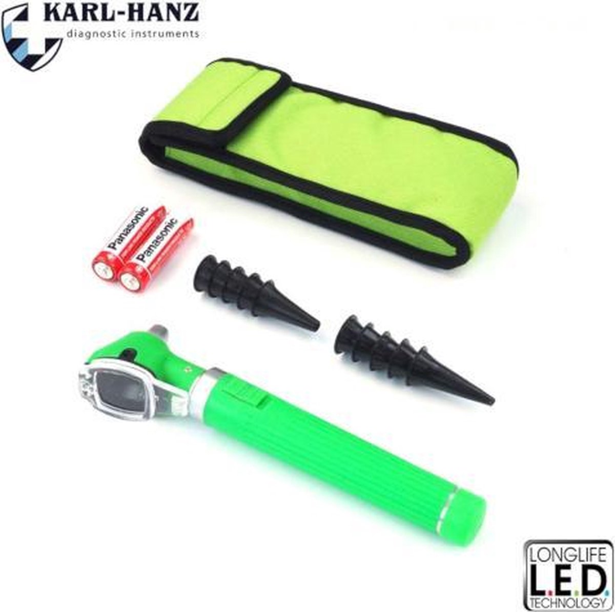 Goedkoopste Fiber Optic Otoscoop groen met LED verlichting