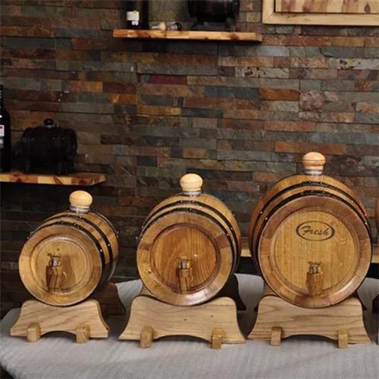Wijn, eikenvat, 1,5/3/5/10 l, eiken vat voor wijn, whisky tequila, wijndispenser, houten vat, lekvrij (3 l