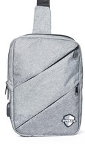 SafeSave rugtas – Crossbodybag met usbaansluiting – slingbag - waterafstotend  – rugzak  – schoudertas – tas –  telefoon of tablet opladen – usb ingang –  licht grijs