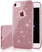 Apple iPhone SE 2020 Backcover - Roze - Glitter Bling Bling - TPU case