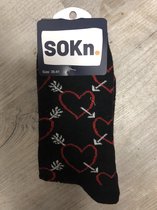 SOKn. trendy sokken" Hartjes" Zwart maat 35-41  (Ook leuk om kado te geven !)