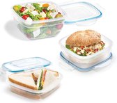 Lock&Lock Meal prep bakjes | Bewaardozen voedsel | Diepvriesbakjes | Lunchbox - Set van 3 stuks - Stapelbaar - Vierkant - Easy Match