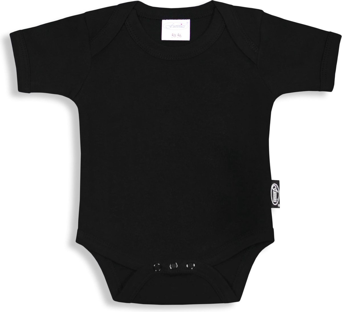 Funnies romper uni line zwart | romper 62-68 | baby | 100% zuivere katoen | rompertjes baby| rompers | romper korte mouw