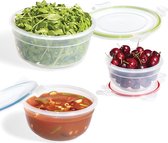 Lock&Lock Meal prep bakjes | Bewaardozen voedsel | Lunchbox | Snackdoosjes - Set van 3 stuks - Stapelbaar - Rond - Easy Match