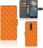 Wallet Book Case Nokia 2.4 Telefoonhoesje Batik Orange