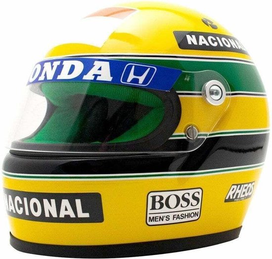 The 1:2 Replica Helmet of Ayrton Senna with Lotus Honda of the 1987 season.  The... | bol.com
