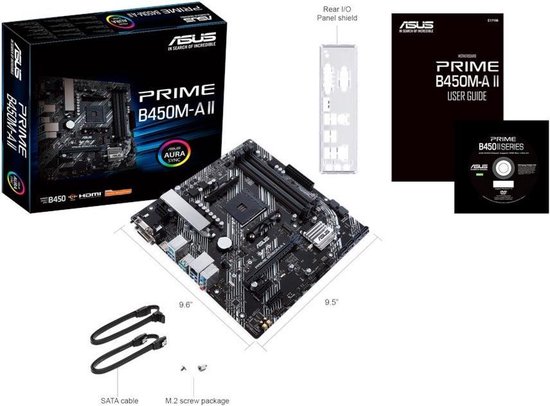 Asus PRIME B450M-A II Moederbord Socket AMD AM4 Vormfactor Micro-ATX Moederbord chipset AMD® B450 - ASUS