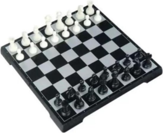 Schaakspel mini - Inklapbaar schaakspel - 13 x 13cm - Reis schaakbord met schaakstukken - Schaakspellen Opvouwbaar - Magnetisch - Kado Tip !!