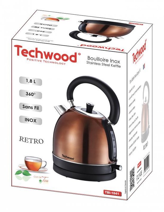 Techwood - Bouilloire rétro - 1,8 litre - acier inoxydable - bronze |  bol.com