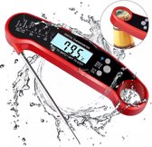 BBQ Thermometer - Meater - Vleesthermometer - Vleesthermometer digitaal - Gratis batterij - Waterdicht - Inclusief blik-flesopener - Rood