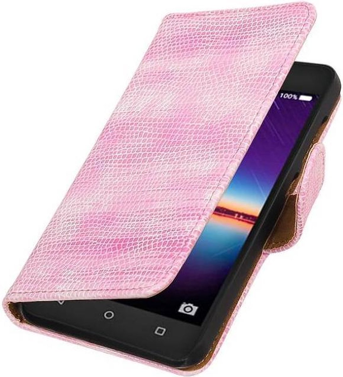 Hagedis Bookstyle Wallet Case Hoesjes Geschikt voor Huawei Y3 II Roze
