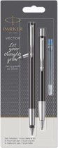 Parker duoset Vector vulpen en balpen, op blister, zwart