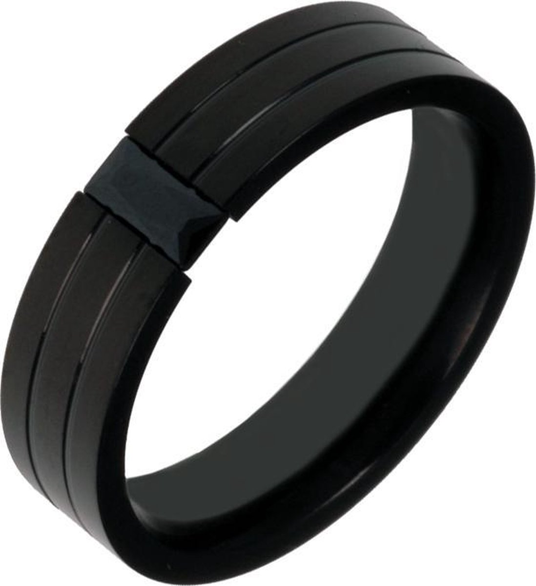 Mendes edelstaal heren ring Zwart Edelsteen-20mm