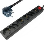 Techtube Pro - Stekkerdoos 8 voudig - Zwart - 1.5 meter