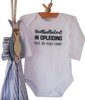 Baby Rompertje met tekst Voetbaltalent in opleiding net als mijn vader | Lange mouw | wit | maat 86/92