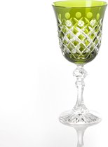 Kristallen wijnglazen - Goblet TAKKO -olive green - set van 2 - gekleurd kristal