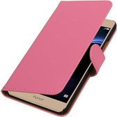 Roze Effen booktype wallet cover cover voor Huawei Honor V8