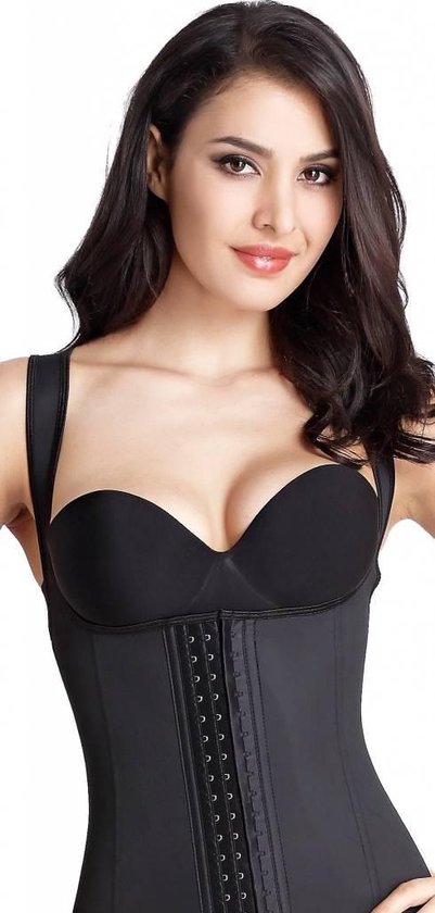 LaFaja Waist Trainer Vest - Latex Afslankvest - 3 Haakssysteem - Zwart - Maat 5XL (kledingmaat 48/50)