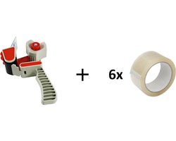 Taperoller / Tape dispenser + 6 rollen verpakkingstape