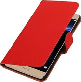 Rood Effen booktype wallet cover cover voor Huawei Honor V8