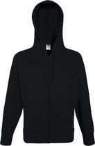 Fruit of the Loom hoodie vest met rits lichtgewicht maat M (zwart)