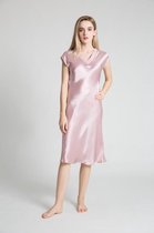Dames zijden nacht jurk/ zijden pyjama,Vintage rose, M