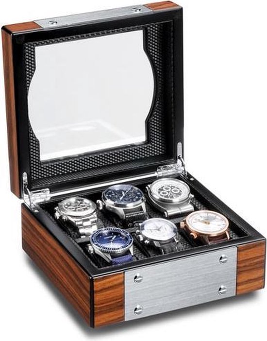 verticaal engineering brandstof bol.com | Luxe Horlogekist Ferocase 5078RSW Meisterwerk Rotimer Mahagoni  voor 6 horloges