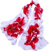 Floral Shawl White Red