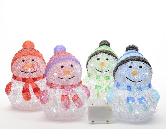 Sneeuwpop LED, blauw, op batterij, 20 leds, 24 cm, timer | bol.com
