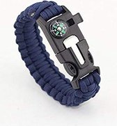 Paracord bracelet armband 5 in 1 outdoor survival - Magnesium stick, kompas, paracord - Blauw