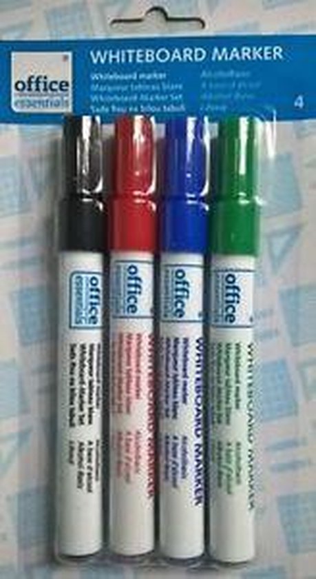 Whiteboard markers - Zwart, blauw, rood en groen - Office