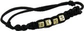 LKMN Armband shamballa met naam leer-zwart