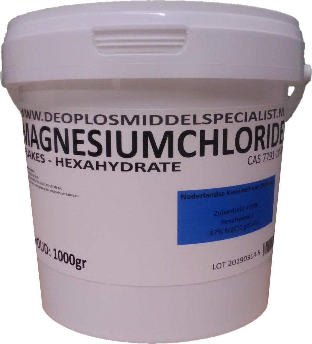 1000gr Magnesium Flakes (Magnesiumchloride Hexahydraat, 100% natuurproduct)