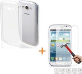 Tranparante Silicone hoesje Samsung Galaxy Grand Neo met tempered glas screenprotector