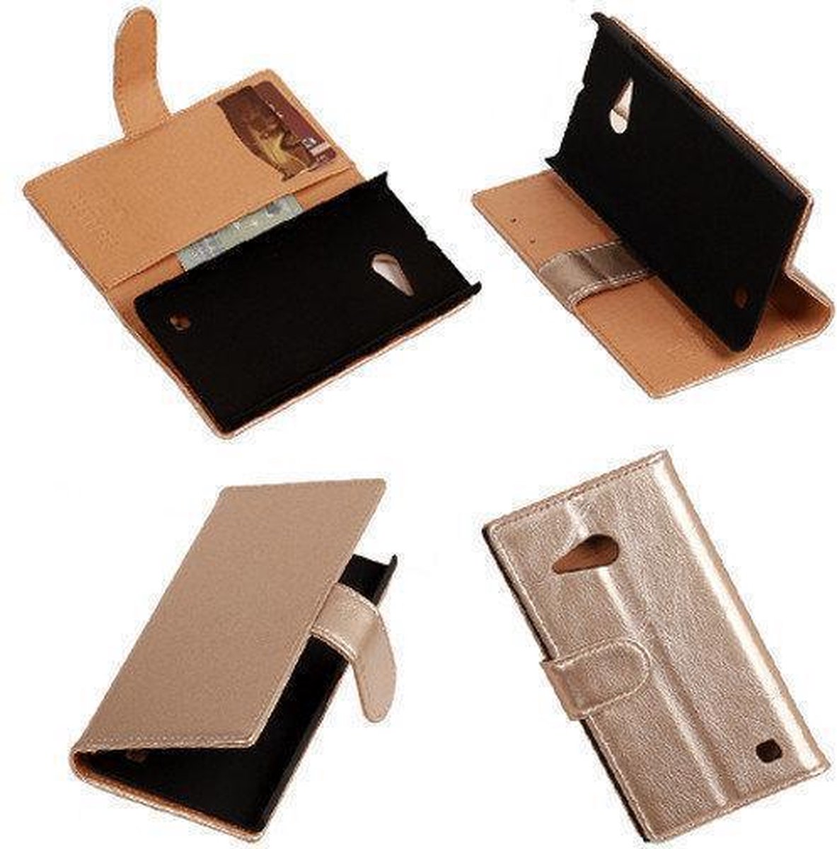 PU Leder Goud Nokia Lumia 735 Book/Wallet Case/Cover