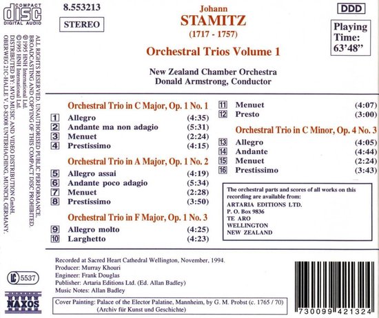 Stamitz: Orchestral Trios Vol 1 / Armstrong, New Zealand CO