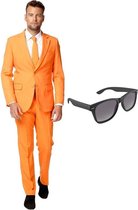 Oranje heren kostuum / pak - maat 54 (XXL) met gratis zonnebril