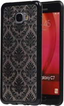 TPU Paleis 3D Back Cover for Galaxy C7 Zwart