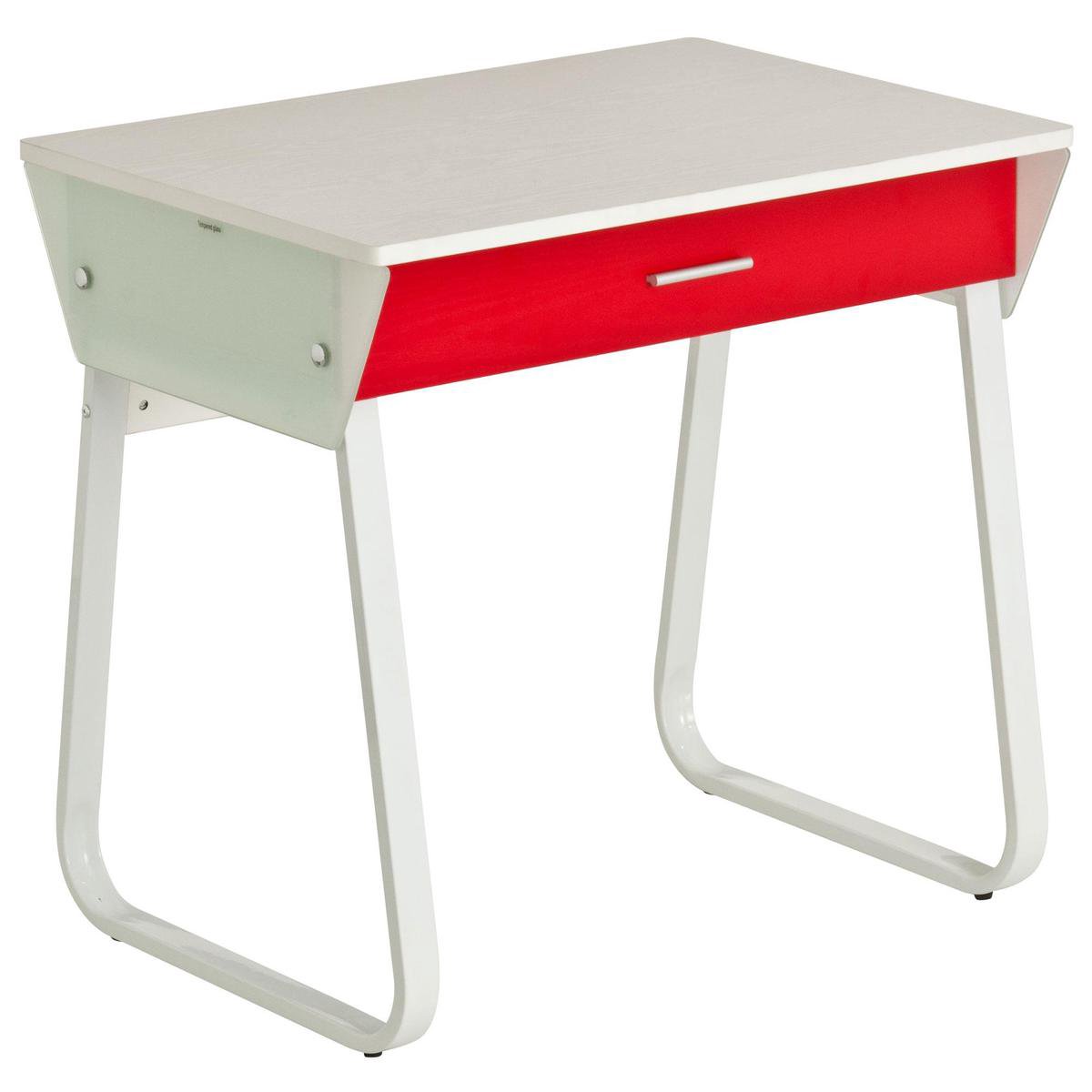 Piranha TOPE Bureau – Wit met Rode Lade – Compact Computerbureau met Lade