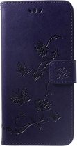 Shop4 - Huawei P Smart Plus Hoesje - Wallet Case Bloemen Vlinder Donker Paars