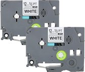 2x Brother Tze-231 TZ-231 Compatible voor Brother P-touch Label Tapes - Zwart op Wit - 12mm x 8m